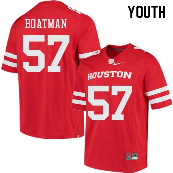 Youth #57 Jordan Boatman Houston Cougars College Football Jerseys Sale-Red